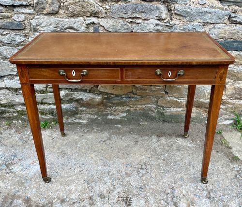 George III Mahogany and Sycamore Strung Writing Table