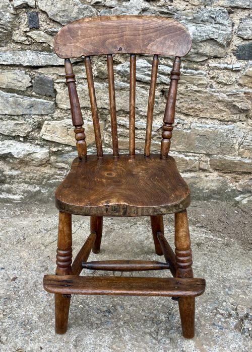 fig 1. Antique Elm Seated Childs Chair