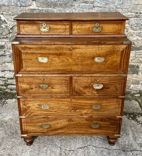 fig 1. Victorian Camphorwood Military Campaign Secretaire Chest