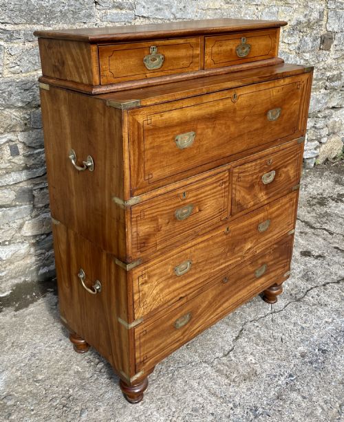 fig 2. Victorian Camphorwood Military Campaign Secretaire Chest
