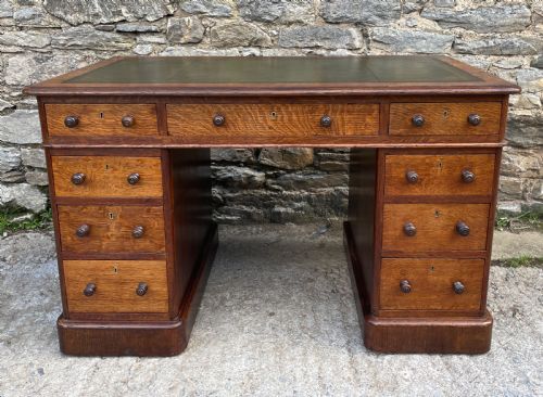 Victorian Oak Pedestal Desk
