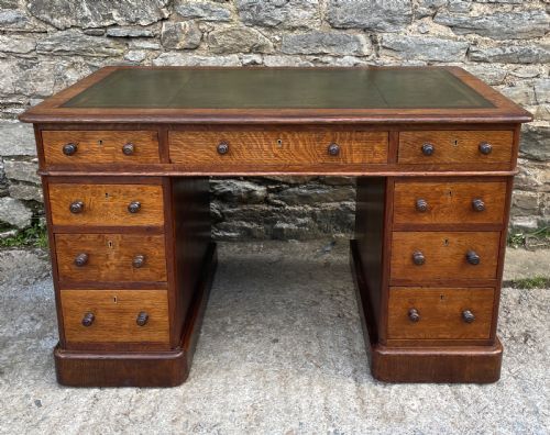 fig 1. Victorian Oak Pedestal Desk