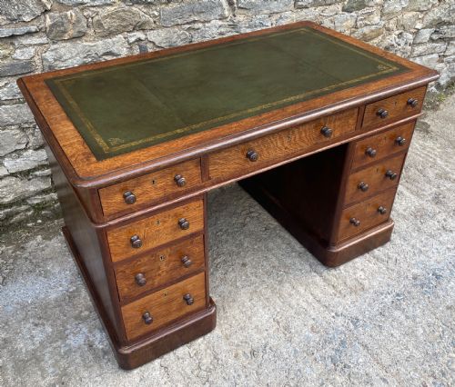 fig 2. Victorian Oak Pedestal Desk