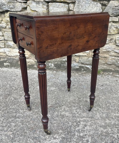 Regency Plum Pudding Mahogany Drop Flap Work Table