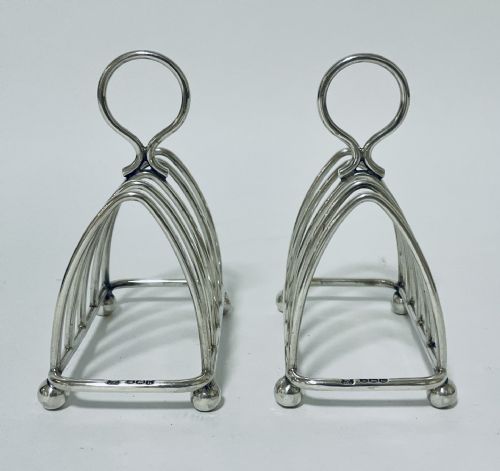 fig 1. Pair of Antique Silver Toast Racks