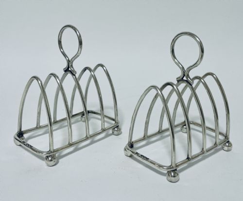 Pair of Antique Silver Toast Racks
