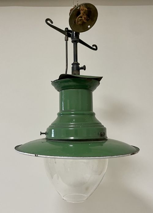 Antique Enamel Railway Station Pendant