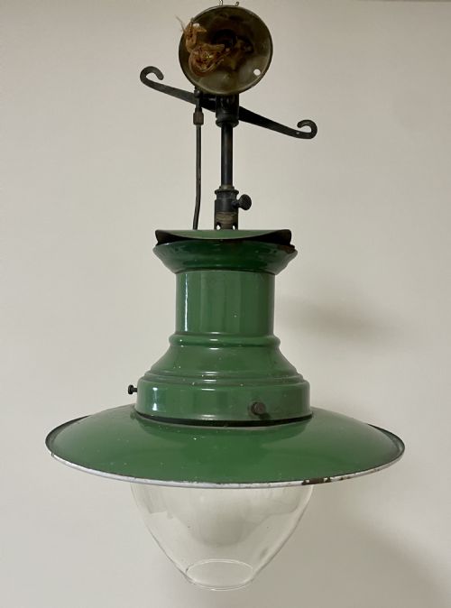 fig 1. Antique Enamel Railway Station Pendant