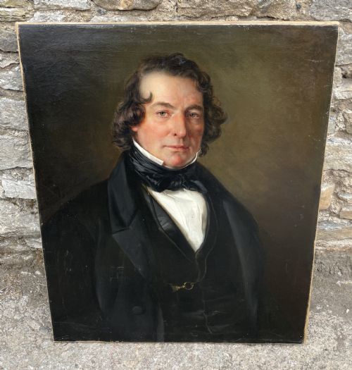fig 1. 19th Century Oil on Canvas Portrait of a Gentleman
