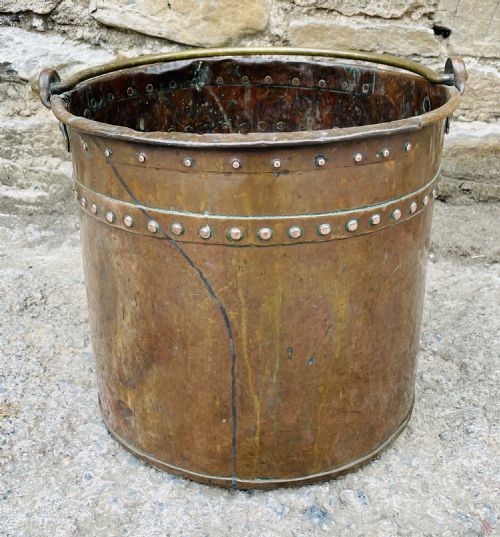 Antique Riveted Copper Bucket