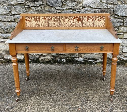 Aesthetic Movement Ash Washstand with Marble Top