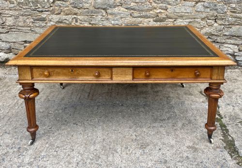 Victorian Golden Oak Partners Library Desk