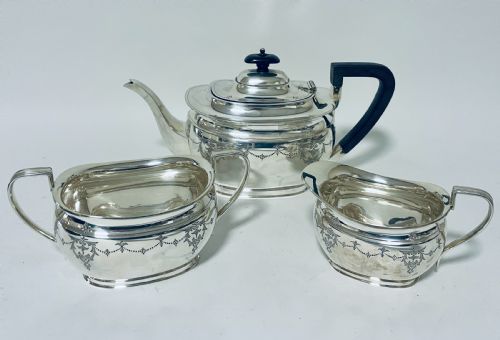Antique Three Piece Silver Tea Set