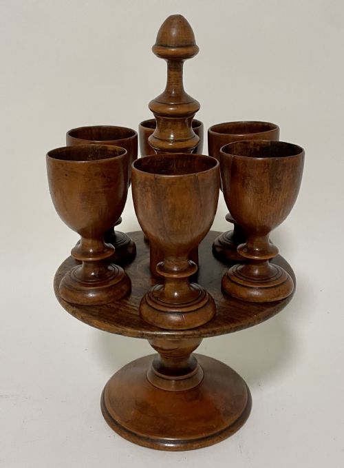 Antique Treen Egg Cup Set