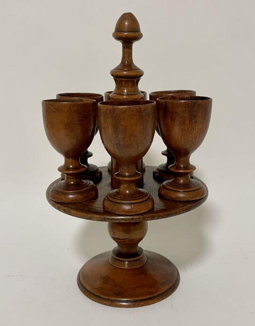 fig 1. Antique Treen Egg Cup Set