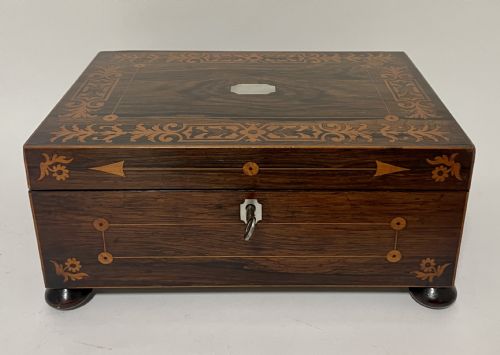 Victorian Rosewood Inlaid Trinket Box