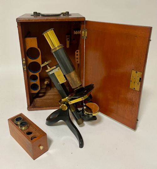 fig 1. Victorian Microscope in Box by Swift and Son