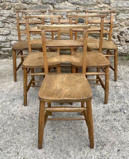 fig 1. Set of Six Antique Chapel Chairs