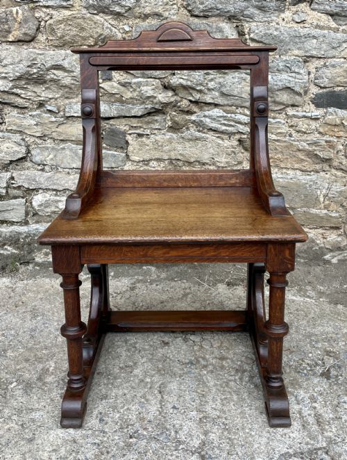 fig 1. Victorian Oak Gothic Style Church Chair