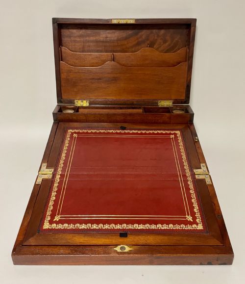 Victorian Military Style Mahogany Writing Slope