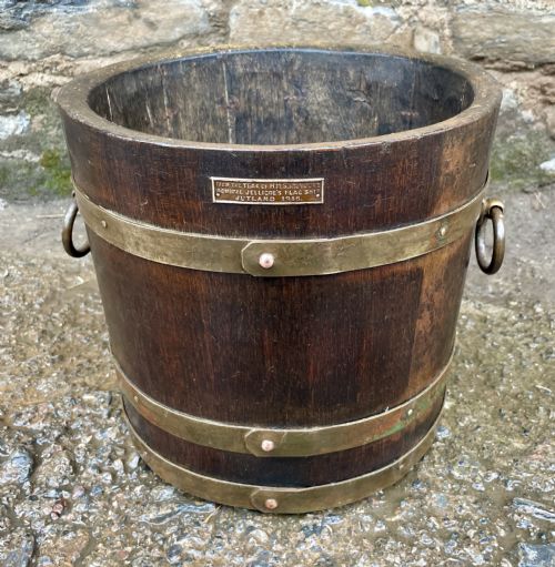 Antique Coopered Planter Made from the Teak of Hms Iron Duke