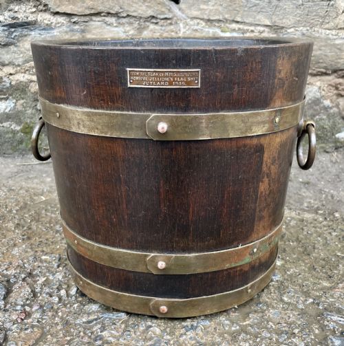 fig 1. Antique Coopered Planter made from the Teak of HMS Iron Duke