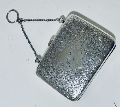 fig 1. Antique Silver Calling Card Chatelaine