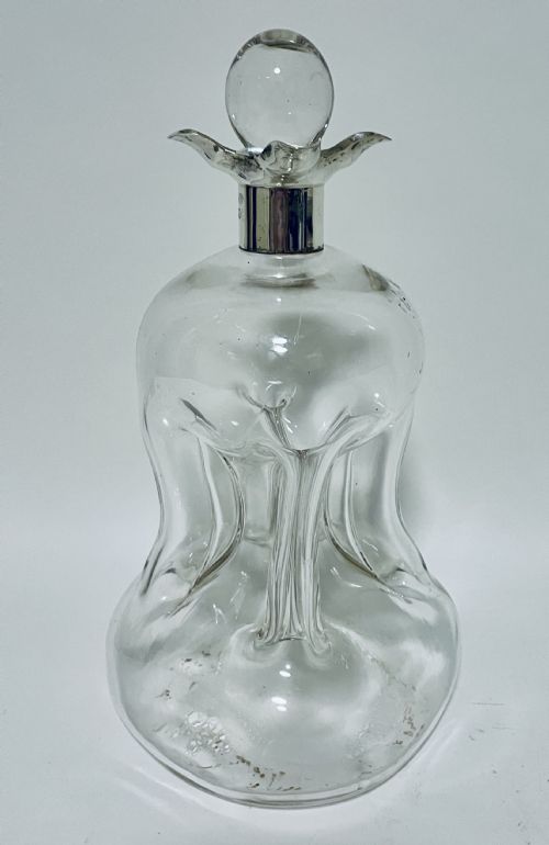 fig 1. Antique Glass Decanter with Silver Collar