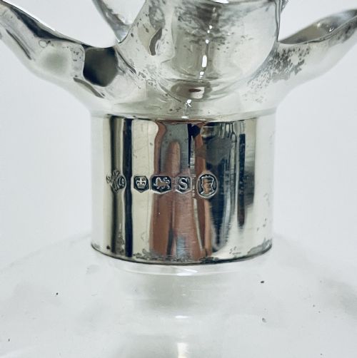 fig 2. Antique Glass Decanter with Silver Collar
