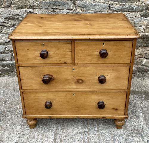 Small Antique Stripped Pine Chest of Drawers