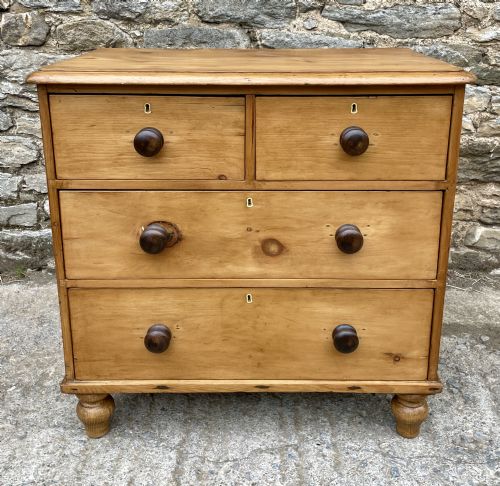 fig 1. Small Antique Stripped Pine Chest of Drawers