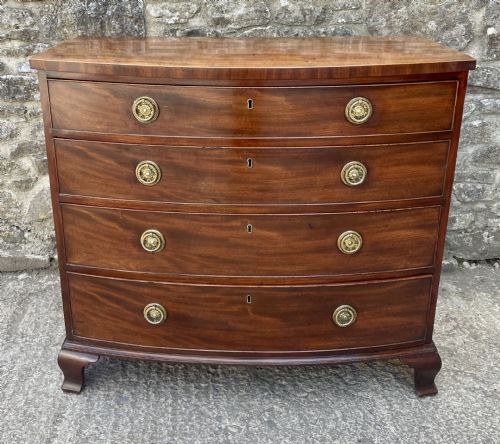 fig 1. Georgian Mahogany Bow Front Chest of Drawers