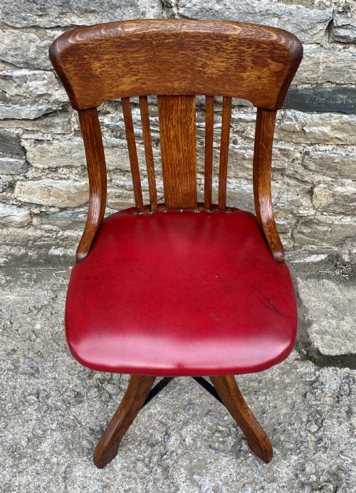 fig 1. Antique Oak Swivel Desk Chair