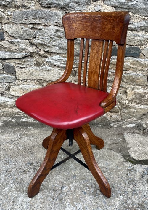 fig 2. Antique Oak Swivel Desk Chair