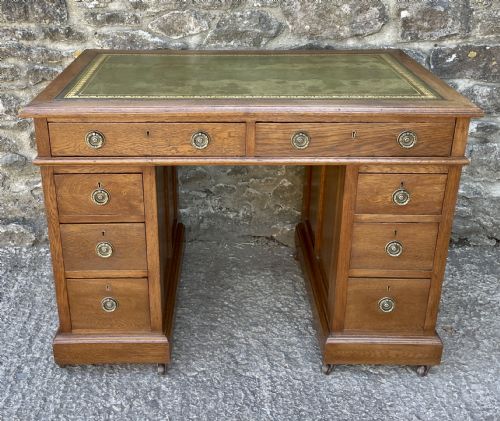 Small Antique Oak Pedestal Desk