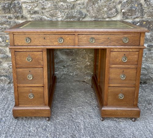 fig 1. Small Antique Oak Pedestal Desk