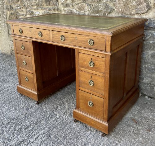 fig 2. Small Antique Oak Pedestal Desk