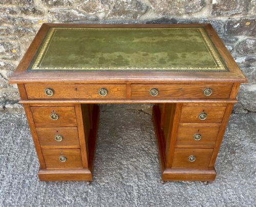 fig 3. Small Antique Oak Pedestal Desk