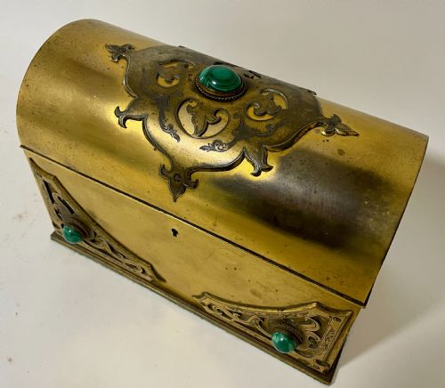 fig 1. Victorian Gilt Brass Casket with Malachite Cabochons