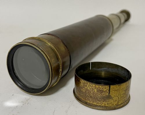 fig 1. Antique Three Draw Leather Telescope