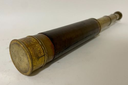 fig 2. Antique Three Draw Leather Telescope