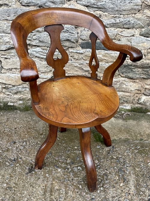 fig 1. Antique Oak Swivel Desk Chair