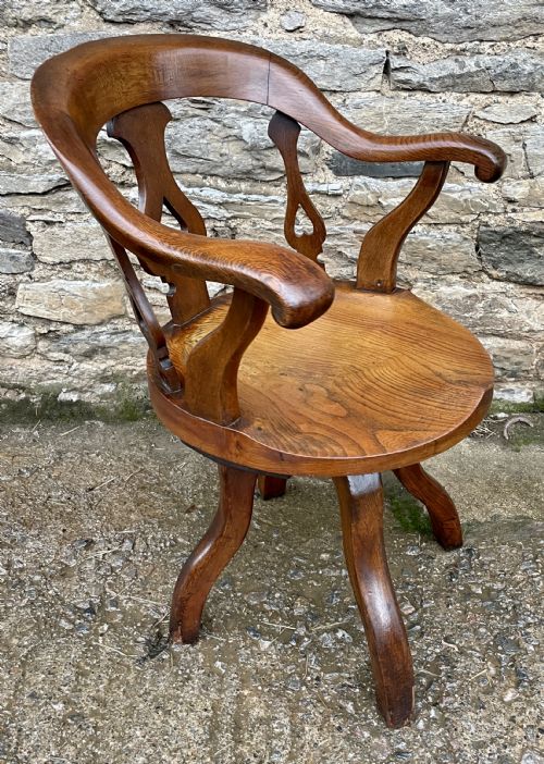 fig 2. Antique Oak Swivel Desk Chair