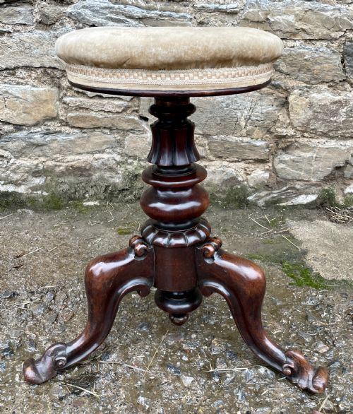 fig 1. Victorian Mahogany Revolving Piano Stool
