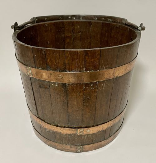 Antique Oak and Copper Bound Bucket