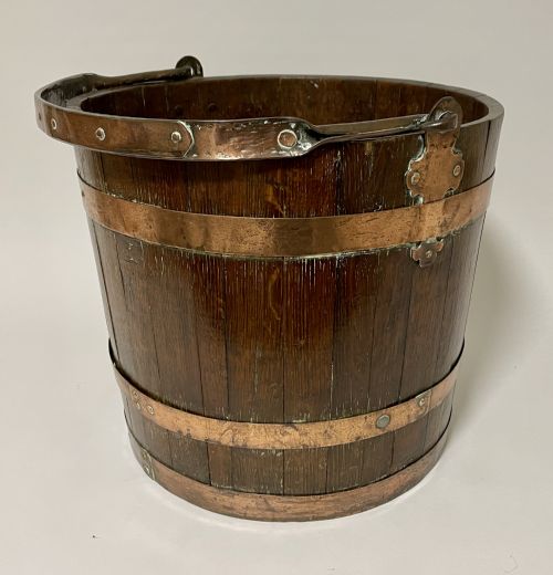 fig 1. Antique Oak and Copper Bound Bucket