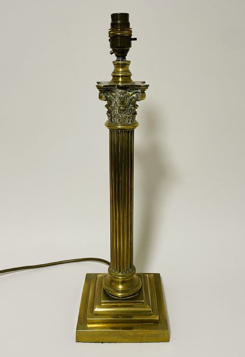 fig 1. Antique Brass Corinthian Column Table Lamp