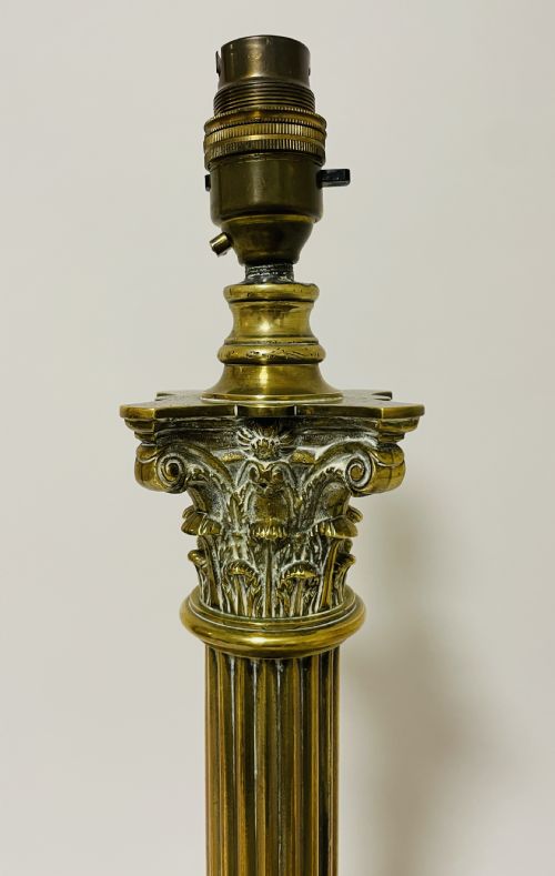 fig 2. Antique Brass Corinthian Column Table Lamp