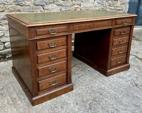 fig 2. Large Edwardian Oak Partners Desk