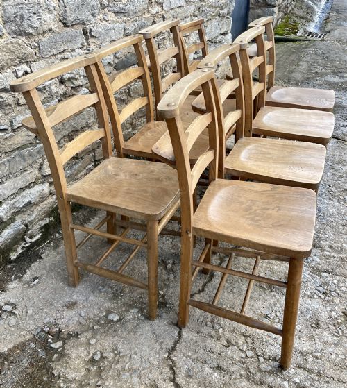 fig 2. Set of 8 Antique Elm Chapel Chairs